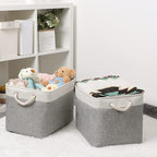 Bidtakay Storage Baskets for Organizing Large Storage Bins for Shelves 2 Pack 16x12 in Fabric Baskets for Blanket Nursery Toy Storage Collapsible Organizer Bins Closet Organizers Storage-Grey&White