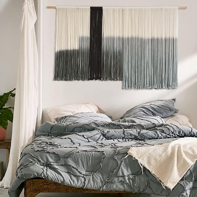 Macrame Wall Hanging Large Dip Dye Tapestry Fiber Wall Art Boho Living Room Bedroom Macrame Wall Decor 59''Wx35''L