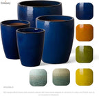 Emissary Home and Garden Bullet 12in., 14in., 15.5in., 21in. H Blue Ceramic Round Planters with Drainage Hole (Set of 4)