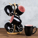 GBHOME 16oz Coffee Mugs Set of 6, Large Ceramic Coffee Mugs for Man, Woman, Dad, Mom, Modern Coffee Mugs Set with handle for Tea/Latte/Cappuccino/Milk/Cocoa. Dishwasher&Microwave Safe,Pink