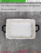 LANGYASHAN Rectangular Storage Bin Collapse Canvas Fabric Cartoon Storage Basket with Handles for Organizing Home Kitchen Boys and Girls Toys Office Closet Shelf Baskets (Rec Romantic Tulip)