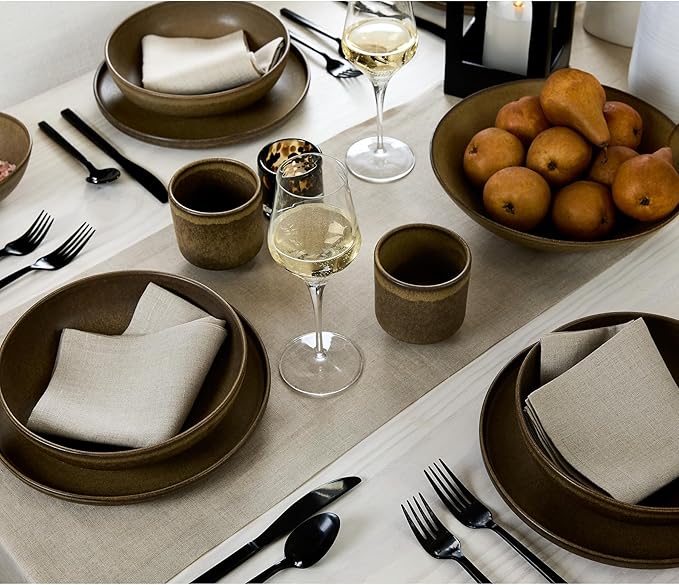 Solino Home Linen Natural Table Runner 132 Inches Long - 100% Pure Linen Extra Long Table Runner 14 x 132 Inch for Fall, Autumn, Thanksgiving - Fete