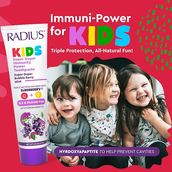 RADIUS Kids Super Duper Immunity Power Toothpaste 2.5 Oz - Super Duper Bubble Berry Mint - Pack of 1