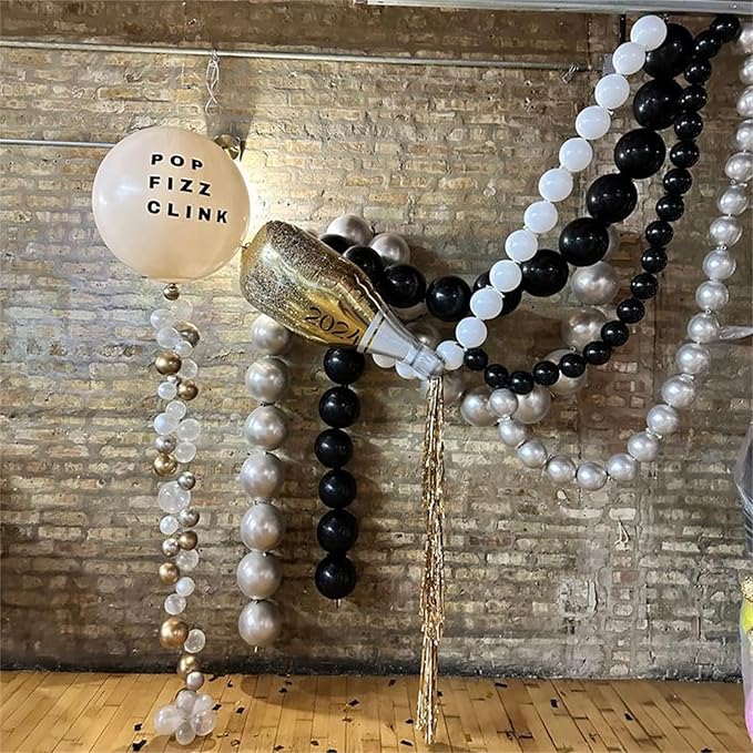 White and Silver Linking Balloons, 100PCS 6 Inch Small Metal Silver Quick Link Balloons for Making Balloon Wall Heart Arch Tails Balloon for Wedding Birthday Baby Shower Graduation Party Decorations