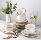 GBHOME Ceramic Dinnerware Sets, 24 pcs Embossed Elegant Stoneware Plates and Bowls Sets, Housewarming Wedding Gift | Dishwasher & Microwave Safe | Dishes Set Service for 8