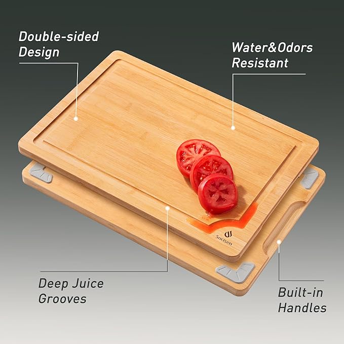 Bamboo Cutting Board Set Non Slip Feet Over Sink Chopping Board Christmas Xmas Birthday Day Gifts Ideas Grandmother Gigi Granny Nana Glamma Mawmaw Yaya Abuela Abuelita Mamaw Mimi Nonna Oma Meme
