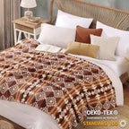 CASAAGUSTO Boho Sherpa Blanket, Aztec Twin Blanket,Ultra Soft, Warm, Cozy, Plush, Thick Fleece Throw Blanket for Couch, Bed, Sofa (Terracotta 60 * 80 Inch)