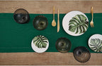Solino Home Linen Rainforest Green Hemstitch Table Runner 54 Inches - 100% Pure Linen Small Table Runner 14 x 54 Inch Ideal for Dresser and Coffee Tables - Classic Hemstitch - Christmas, Thanksgiving