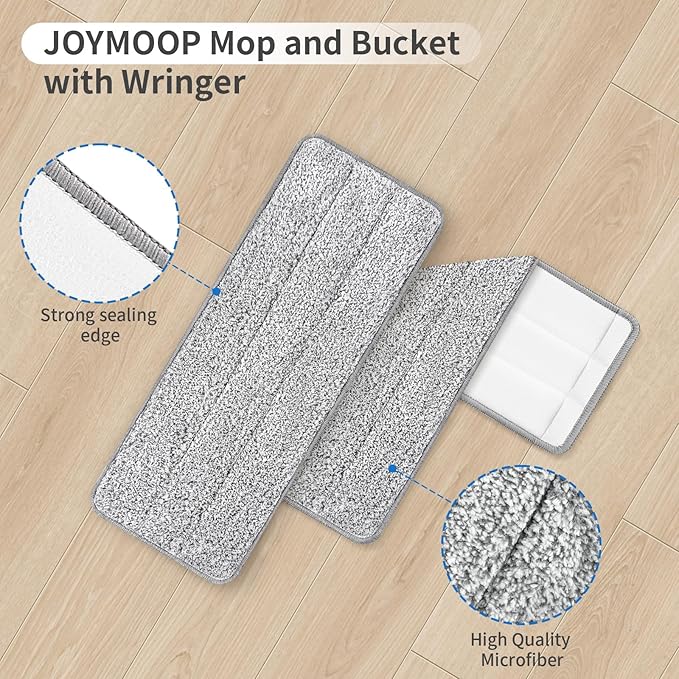 10Pcs Joymoop Mop Replacement Pads, 13 * 4.9'' Universal Mop Pads Mop Head Refills Washable Wet Mop, Compatible with Most 11-13” Size Mops，