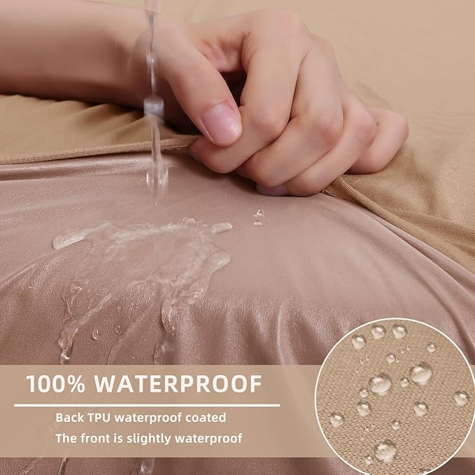 hyha Waterproof Couch Cushion Covers, Sectional Sofa Slipcovers Washable, L Shape Chaise Dog Couch Covers for Sectional Sofa, Universal Furniture Protector (1 Piece for Chaise XL, Camel)