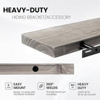 Fun Memories Floating Shelves for Wall Decor, 30"x8" Rustic Reclaimed Wood Shelves, Heavy-Duty Wall Mounted Shelves with Invisible Brackets, Set of 2for Living Room, Bedroom, Kitchen, Grey Finish