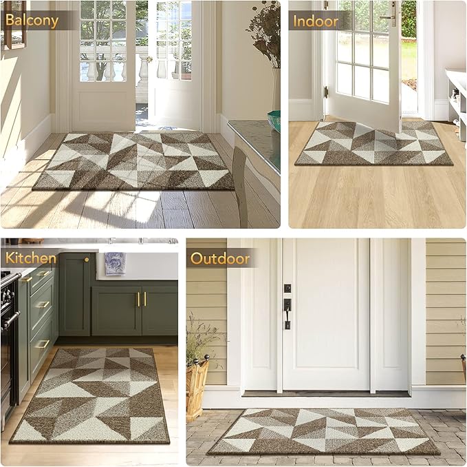 hicorfe Indoor Doormat,24"x35" Front Back Door Mat Rubber Backing Non Slip Door Mats,Low-Profile Absorbent Resist Dirt Entryway Doormat Inside Floor Mats for Entrance