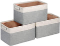 Kntiwiwo Storage Baskets for Closet 15" x 10" x 9.5" Fabric Storage Bins for Shelves Decorative Storage Cubes with Handles Large Linen Closet Organizer Bins for Home, Set of 3, Grey