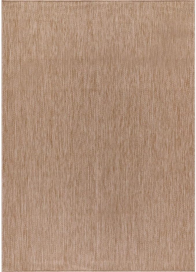 Washable Indoor Outdoor Rug 6x9 Weather Resistant Area Rugs Modern Solid Jute Rug for Porch Deck Balcony Backyard Patio Outside Carpet (6 X 9 Jute Beige)