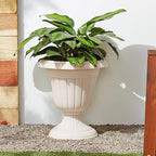 PL20BG Classic Traditional Plastic Urn Planter Indoor/Outdoor, 10" x 12", (Beige)