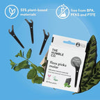 The Humble Co. Floss Picks (200 Count) – Plant Based Dental Floss Picks with Grip Handle for Superior Oral Care, Dental Hygiene, and Gum Health, Cruelty Free Tooth Floss Picks (Charcoal)