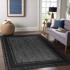 Beverly Rug Large Outdoor Rug 10x14 Modern Bordered Area Rugs for Indoor and Outdoor Patio Deck Porch Garden Waterproof Weather Sun Resistant Washable Outside Carpet (10 x 14 Black)