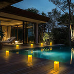 Homemory 4"x6" Outdoor Waterproof Flameless Candles with Timers and Remote Control, Battery Operated Candles, LED Plastic Candles, Dark Ivory, Set of 2
