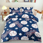 Baseball Comforter Set Queen,Sports Bedding Sets for Boys,Blue Sports Comforter Queen Bedroom Decor,Baseball Bedding Teen for All Seasons,Blue Quilt Kids Bedroom Decor