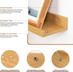 Fun Memories Picture Ledge Shelves Set of 2, 48 Inch Rustic Wall Mounted Floating Shelves with Lip for Home Storage and Décor in Bathroom, Kitchen, Nursery, Bedroom, Living Room, Oak