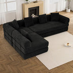 Modular Sectional Loveseat Sofa Cloud Boneless Couch, Modern Sleeper Sofa for Customizable Living Spaces, Cozy Modular Couch for Indoor Room, No Assembly Required, Black