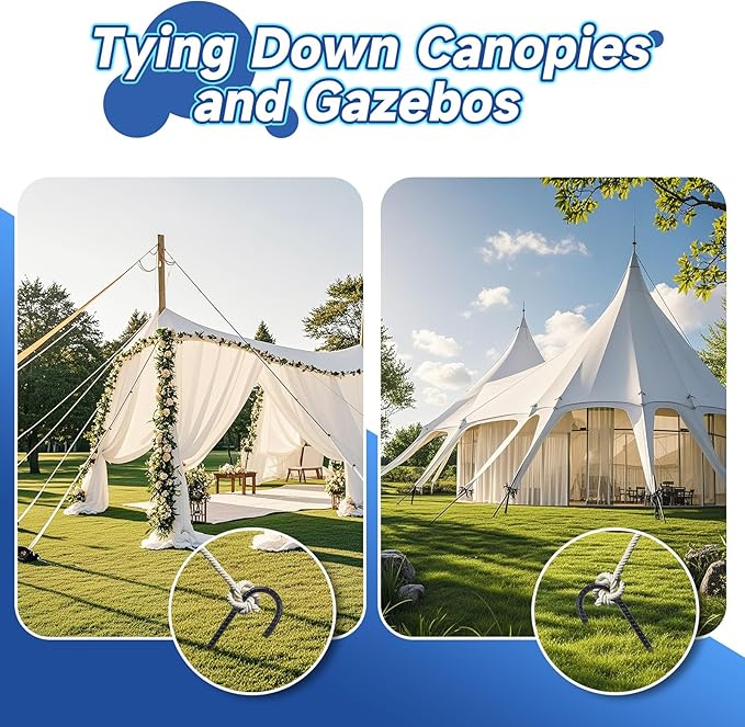 12 Inch Heavy Duty Rebar Stakes, 20-Pack Galvanized Steel J Hook Tent Stakes for Outdoor Decorations, Inflatables, Fencing, Gardening, Gazebo and Swing Set Anchors