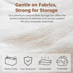 StorageWorks Storage Bins, Shelves Baskets for Organizing, Large Fabric Closet Organizers with Handles, Metal Frame, Natural Color, 2-Pack