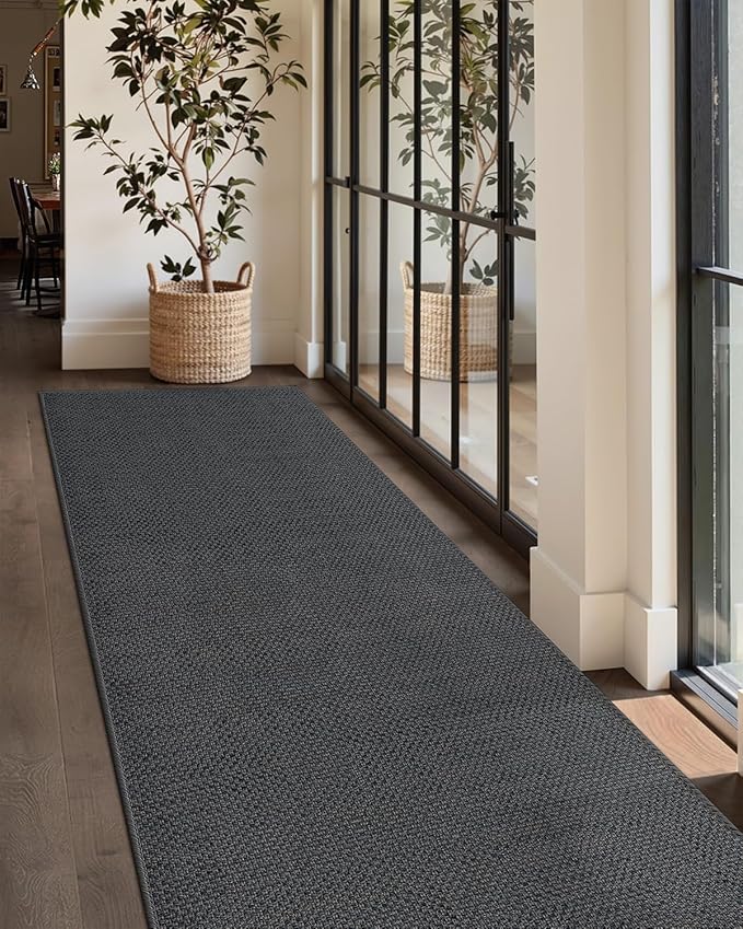 Color&Geometry Door Mat 3'x10' Runner Rug with Rubber Backing, Non Slip Washable Hallway Rug, Carpet Runners for Hallway Living Room Bedroom, Grey (Rolled-up NO Creases)