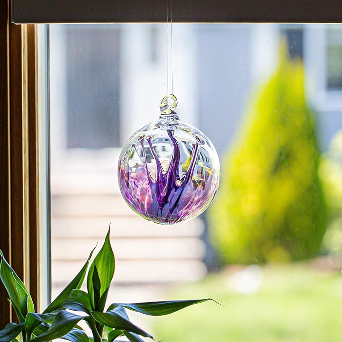 Luke Adams Handmade Glass Gazing Balls for Garden on Clearance – Hand Blown Glass Gazing Ball for Yard Décor – Decorative Garden Globe (Purple Crush/Lavender)