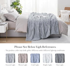 Amélie Home Faux Fur Throw Blanket for Couch, Cozy Fuzzy Fluffy Fur Luxurious Soft Striped Plush Gift Blankets for Family Sofa Chair Bed Living Room Bedroom, 60"x80", Light Grey
