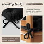 OVOV Chair Cushions for Dining Chairs Set of 6 Tufted Indoor Chair Pads with Ties Soft Square Seat Cushions for Kitchen Chairs 15.5"x15.5",Black