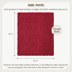 Carriediosa Chunky Knit Throw Blanket 50" X 60", 100% Hand Made Large Chenille Loop Yarn Soft Fluffy Throws for Couch Sofa Bed, Big Crochet Cozy Heavy Thick Cable Woven Blankets, Red