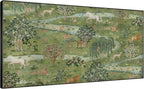 SIGNWIN 36"x72" Extra Large Framed Wall Art Medieval Fantasy Forest with Woodland Animals, Storybook-Inspired Scene for Home Living Room Bedroom Decor (Frame Assembly Required)