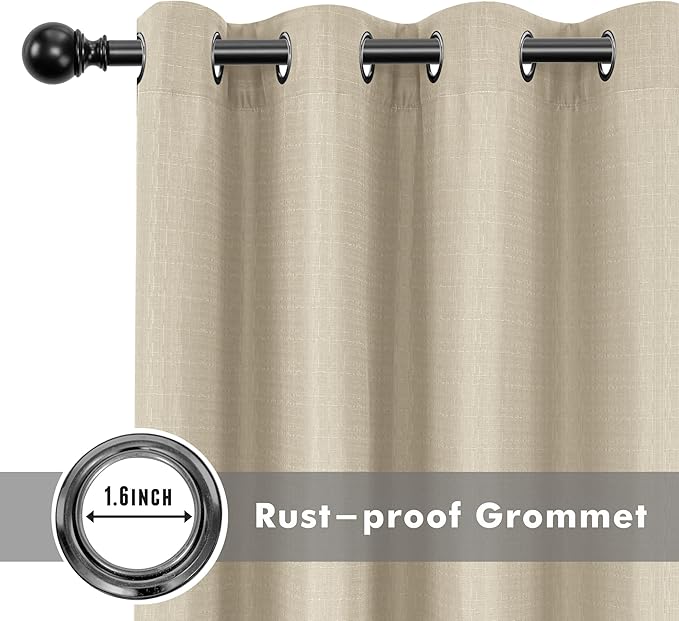 HolidayIdeas 6 Panels Linen Outdoor Curtains for Patio Waterproof Cream Outside Curtains 54"x84"-Indoor/Outdoor Gazebo Curtains Weatherproof, Privacy for Pergola, Porch, Cabana, Living Room, Deck