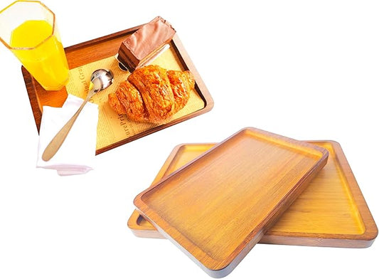Bamboo Serving Tray – Two Sizes for Breakfast, Tea, Coffee & Snacks – Eco-Friendly Wooden Tray for Bed, Kitchen, Coffee Table, or Decorative Use