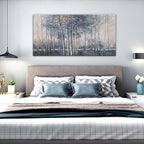 Canvas Wall Art Decor Pictures Wall Decor Prints Modern Large Wall Art Gold Wall Art Blue Grey Misty Botanical Textured Artwork for Walls For Room Living Room Bedroom Office Wall Decor 24"X48"