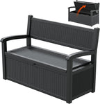 70 Gallon Lockable Outdoor Storage Bench Waterproof, Deck Box Bench for Patio, Porch, Garden, Poolside, Stores Tools & Pool Supplies, Heavy-Duty Outdoor Bench with Storage, Black