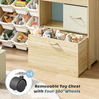Toy Storage Organizer for Kids, 9-Bin Toy Organizer with 2-Drawers,Movable Toy Chest and Top Rack, Multifunctional Kids Bookshelf and Toy Storage for Living Room, Playroom, Nursery, White