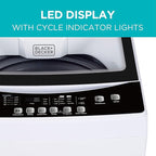 BLACK+DECKER Small Portable Washer, Washing Machine for Household Use, Portable Washer 1.7 cu.Ft with 8 Cycles, Transparent Lid & LED Display