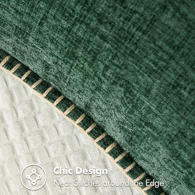 MIULEE Pack of 2 Christmas Pillow Covers 24x24 Inch Dark Green Farmhouse Decorative Throw Pillow Covers with Stitched Edge Soft Chenille Solid Dyed Couch Pillow Covers for Sofa Bed Living Room