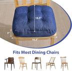 Chair Cushions for Dining Chairs, Dining Chair Cushions, Tufted Indoor Chair Pads with Ties & Non Slip Backing, Seat Cushions for Kitchen Chairs 16.5” x 16.5” x 3.5”, Set of 6, Navy Blue