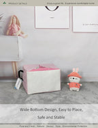 Rectangular Folding Laundry Basket,waterproof Canvas Basket,gift basket,Suitable for children's room,Office,Clothes,Toys Storage(Pink Castle)