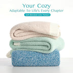 Joiedomi Twin Blanket for Couch Bed Sofa, Blue Knitted Blankets Gifts for Women Mom Girls, Cozy Cute Soft Throw Home Room Decor Aesthetic for Women Mothers Birthday Gifts 60x80 Inches