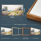ZUITINGHUA Large Wood Framed Wall Decor For Living Room Canvas Wall Art For Office Modern Wall Decorations For Bedroom Country Road Landscape Painting Farmhouse Pictures Artwork Home Decor 24x48 In