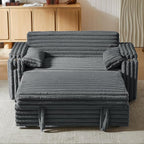 68.11" Corduroy Convertible Sofa Bed with USB Charging Port, Foldable Sleeper Chair with Pillows & Armrests, 3-in-1 Floor Couch for Living Room, Bedroom, Guest Room – Dark Gray