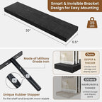 fuqing Floating Shelves for Wall, Bathroom Shelf Wall Mounted for Storage, Shelves with Invisible Bracket for Bedroom, Kitchen, Living Room, Farmhouse Small Book Shelf, 30 Inch Set of 2, Black
