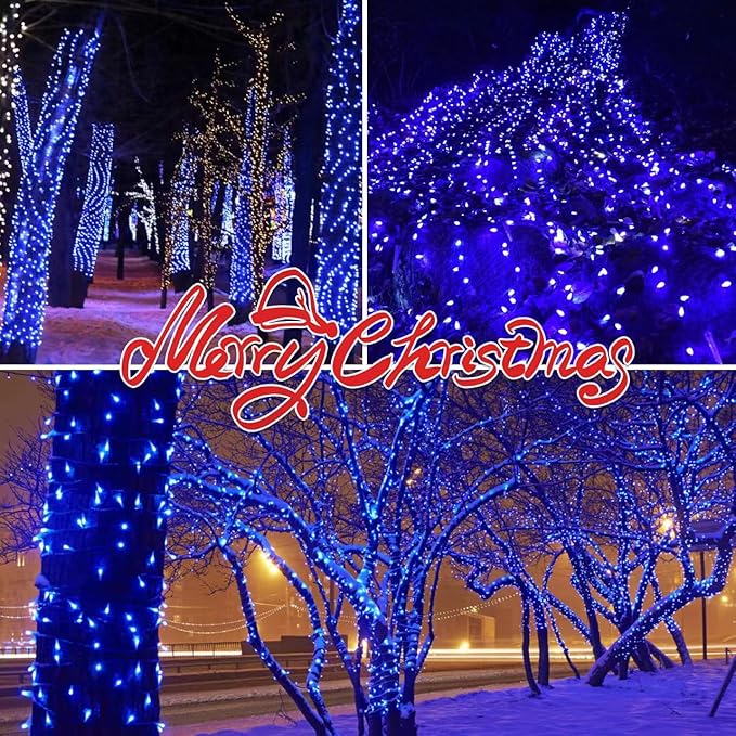 100LIGHTS BLUE Extra-Bright With End Connectors Christmas Decorative Lights 5.98m UL Certified Mini String Light Set Waterproof for Home Garden Holiday Christmas Tree Party Patio Decor Wedding