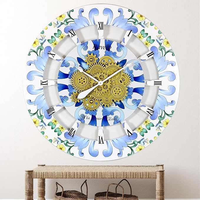 The Gears Clock Wall Clock Italy Collection with Moving Gears (Ravello, 36 inch Round)