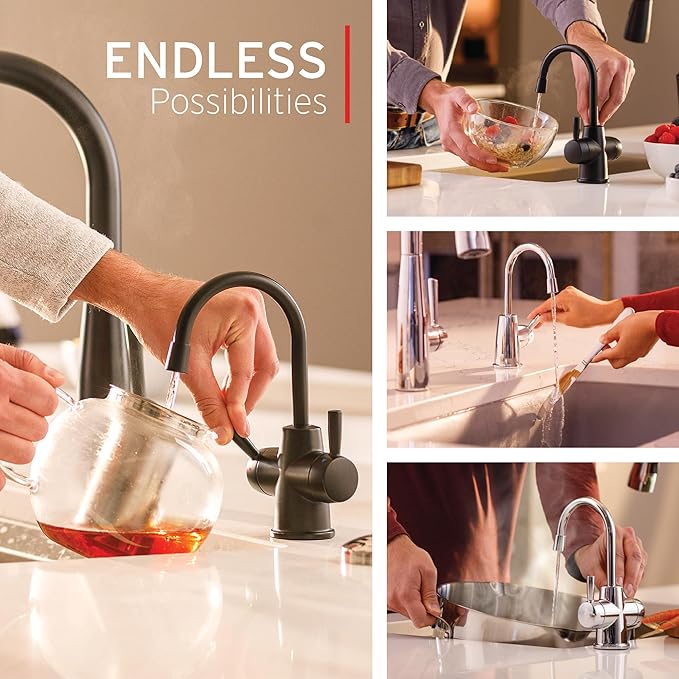 InSinkErator HOT250 Instant Hot Water Dispenser System, Single-Handle Faucet in Satin Nickel with 2/3-Gallon Stainless Steel Tank, H250SN-SS
