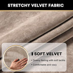 PrinceDeco Velvet Couch Cushion Cover Soft Stretch Cushion Slipcover for Chair Loveseat Sofa Cushion Furniture Protector Seat Cushion Sofa Cover (2 Piece Large Sofa Cushion Covers, Taupe)